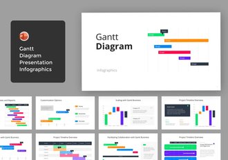 彩色多种样式可视化甘特图形PPT模板 - 顶尖PPT