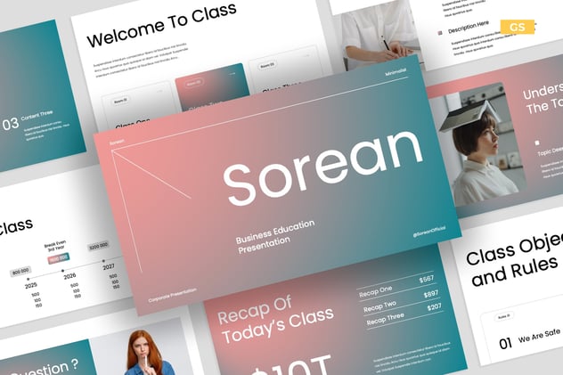 渐变极简主义教育主题PPT模板 - 顶尖PPT