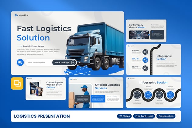 物流寄递快递服务PPT模板 - 顶尖PPT