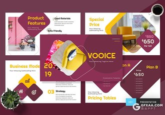 50页紫色多边形作品案例展示keynote模板 - 顶尖PPT