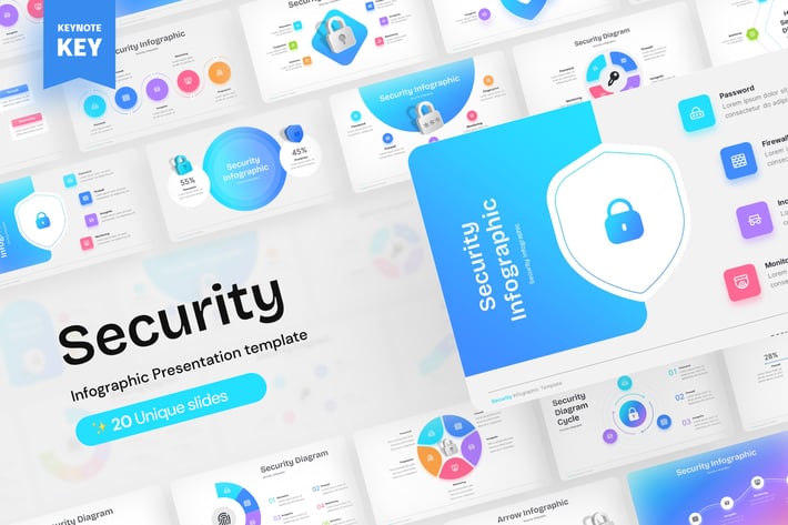 安全防护信息图形keynote模板 - 顶尖PPT