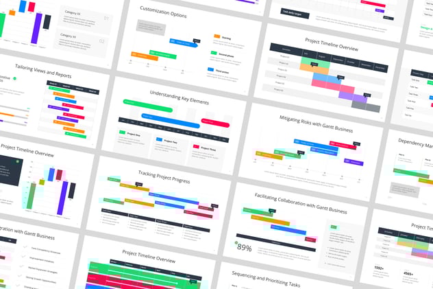 彩色多种样式可视化甘特图形PPT模板 - 顶尖PPT