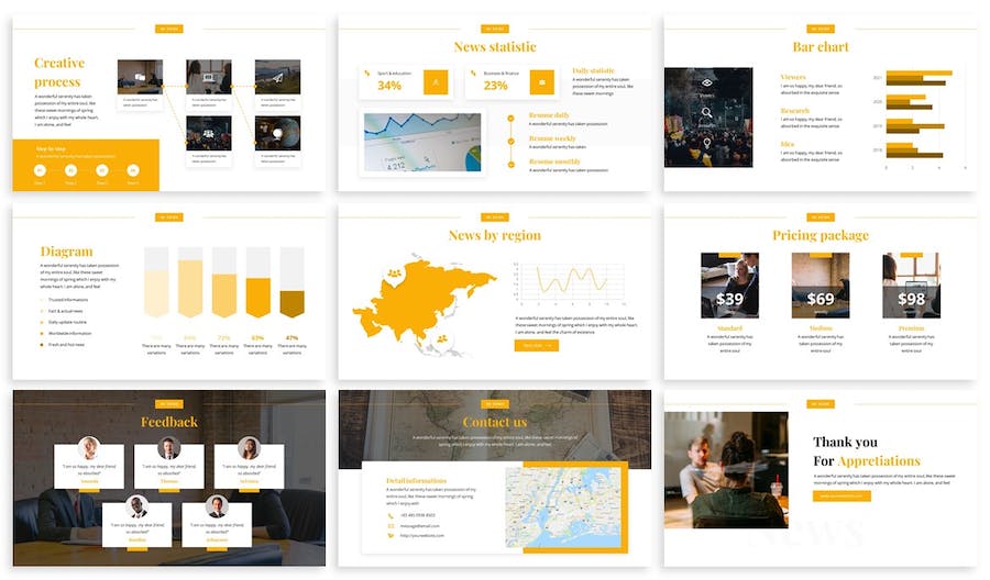 橙黄色新闻广播媒体PPT模板 - 顶尖PPT
