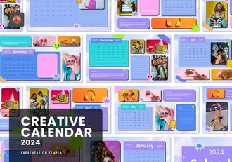 2024年创意手绘涂鸦风格日历PPT模板 - 顶尖PPT