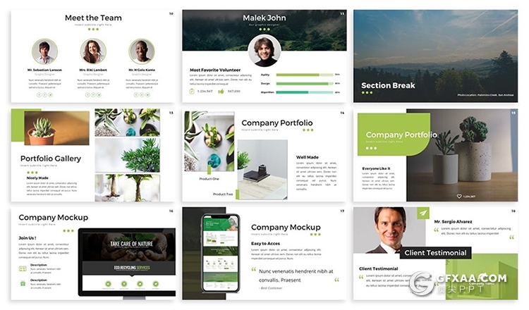 30页3种配色 绿化环保环境保护行业PPT模板 - 顶尖PPT