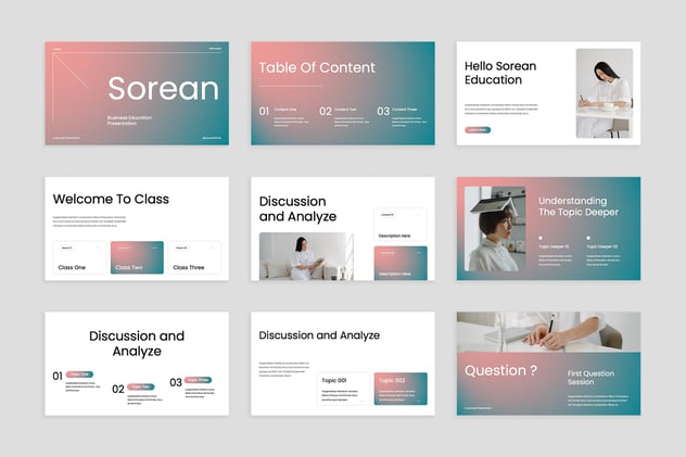 渐变极简主义教育主题PPT模板 - 顶尖PPT