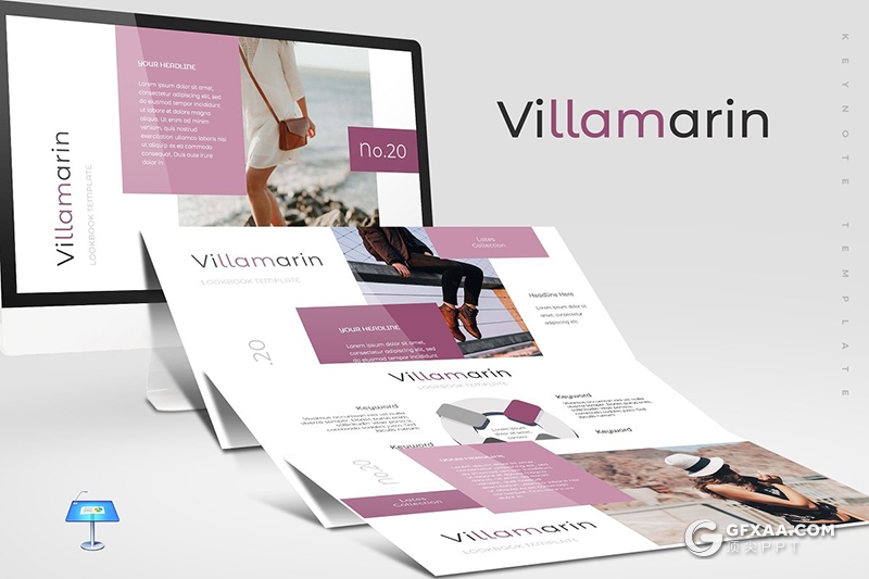 30页5种配色简约时尚杂志风格keynote模板 - 顶尖PPT