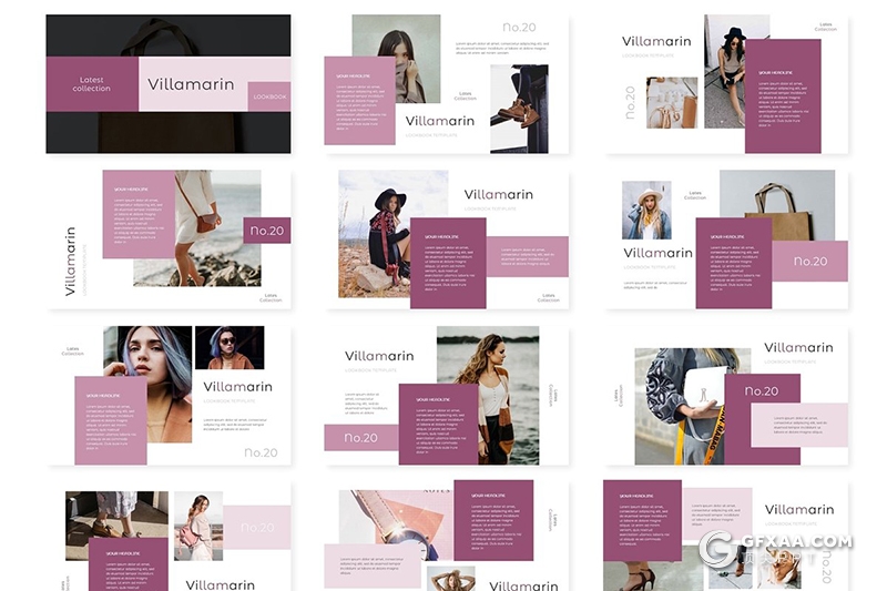 30页5种配色简约时尚杂志风格ppt模板 - 顶尖PPT