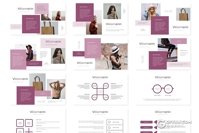 30页5种配色简约时尚杂志风格ppt模板 - 顶尖PPT