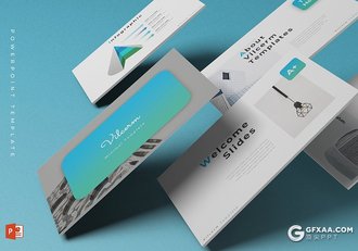 30页蓝绿渐变精美商务风格ppt模板 5种配色 - 顶尖PPT