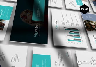 30页扁平化模特写真图片展示Google slides模板 5种配色风格 - 顶尖PPT