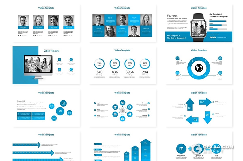 30页5种配色企业介绍报表Google slides模板 - 顶尖PPT