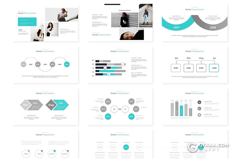 30页简约风格团队风采工作汇报Google slides模板 5种配色主题 - 顶尖PPT