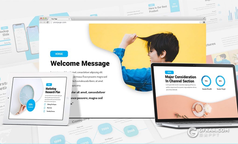 30页3种配色国外精美商务通用PPT模板 - 顶尖PPT