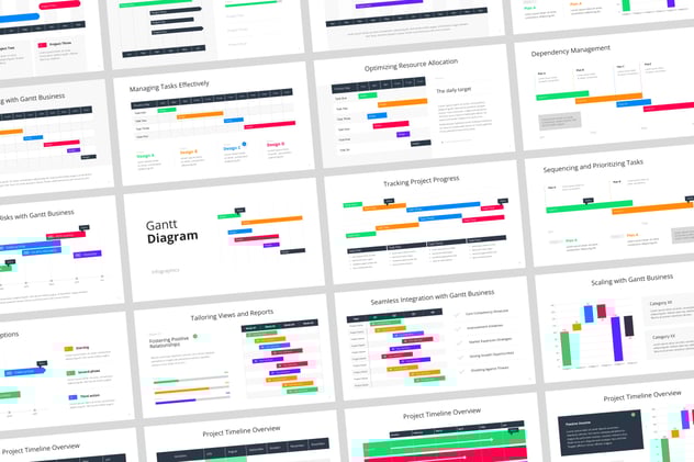 彩色多种样式可视化甘特图形PPT模板 - 顶尖PPT