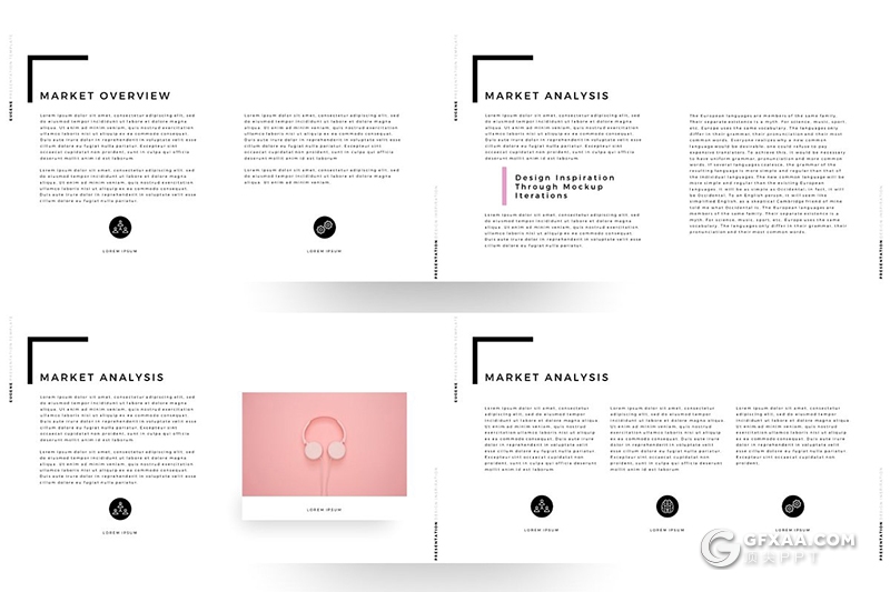 130页国外精美微粒体简约风格PPT模板 - 顶尖PPT