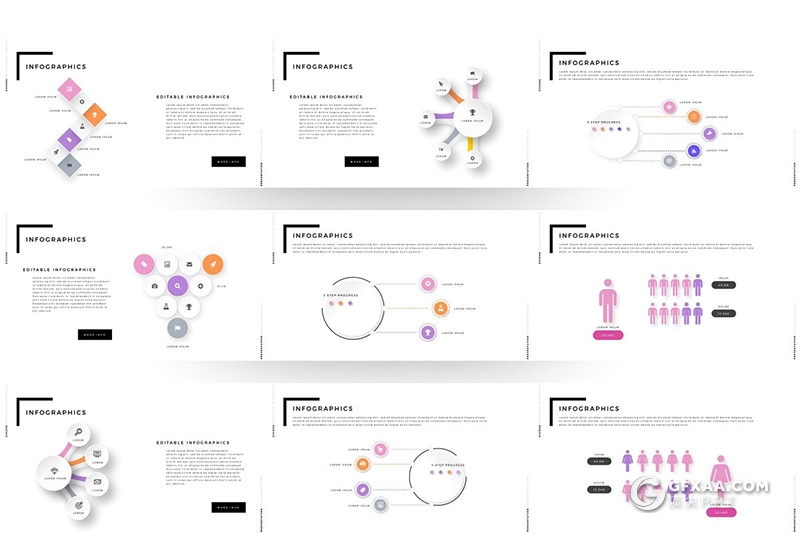 130页国外精美微粒体简约风格PPT模板 - 顶尖PPT
