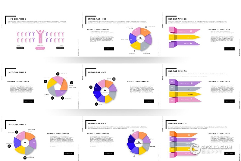 130页国外精美微粒体简约风格PPT模板 - 顶尖PPT