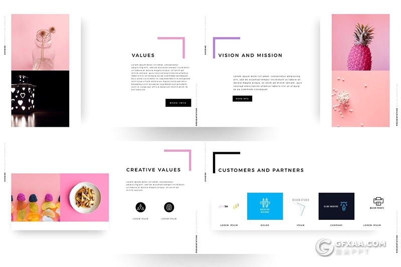 130页国外精美微粒体简约风格PPT模板 - 顶尖PPT