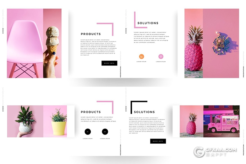 130页国外精美微粒体简约风格PPT模板 - 顶尖PPT