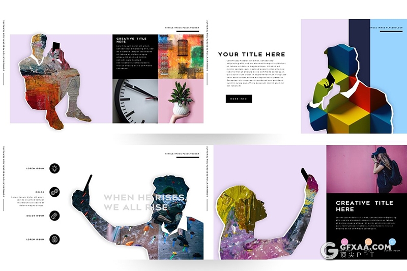 102页国外创意人物剪影图片多用途ppt模板 - 顶尖PPT