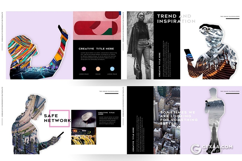 102页国外创意人物剪影图片多用途ppt模板 - 顶尖PPT