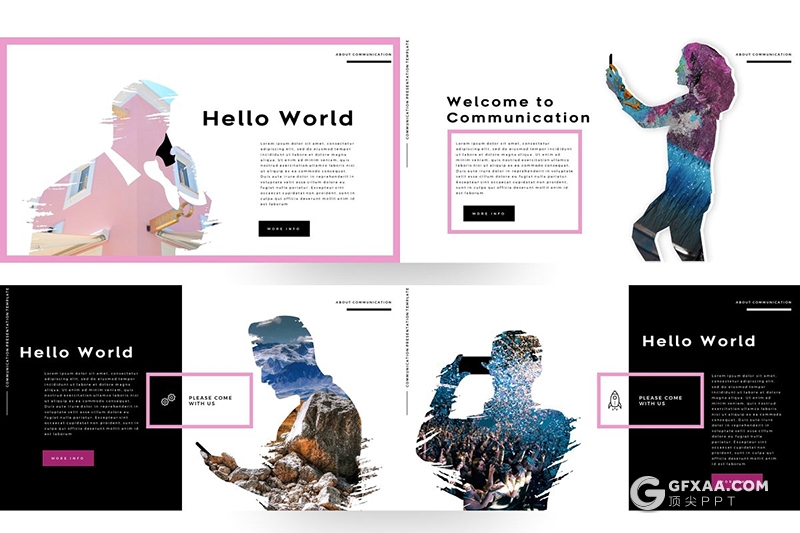 102页国外创意人物剪影图片多用途ppt模板 - 顶尖PPT