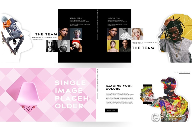 102页国外创意人物剪影图片多用途ppt模板 - 顶尖PPT