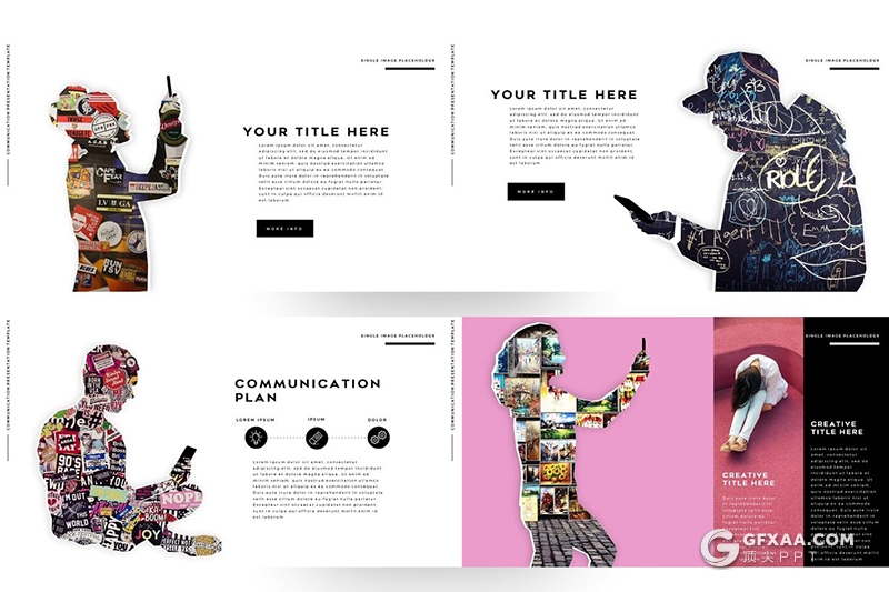 102页国外创意人物剪影图片多用途ppt模板 - 顶尖PPT