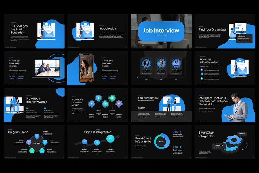 求职应聘行业面试技巧分享PPT模板 - 顶尖PPT