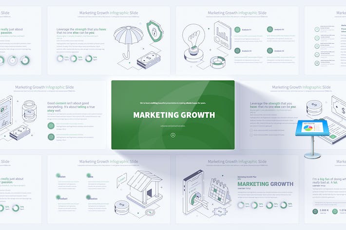 营销增长信息插画图形keynote模板 - 顶尖PPT