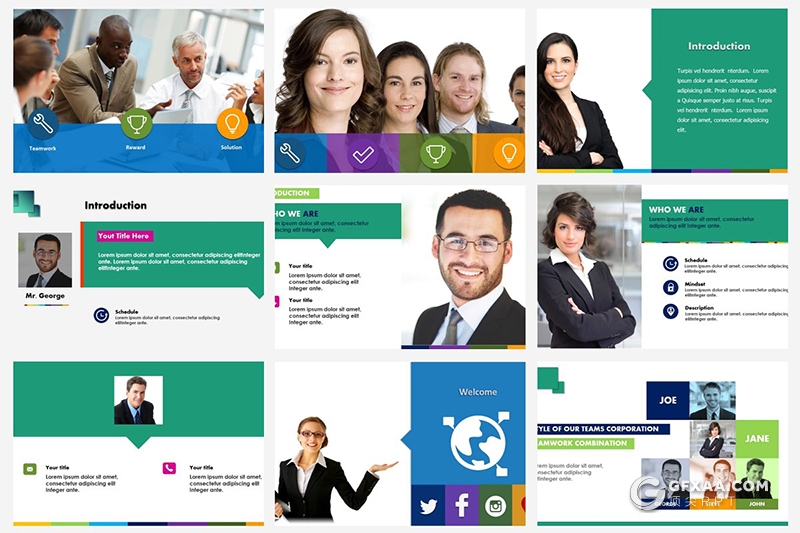 49页欧美商务风格企业团队介绍展示ppt模板 - 顶尖PPT