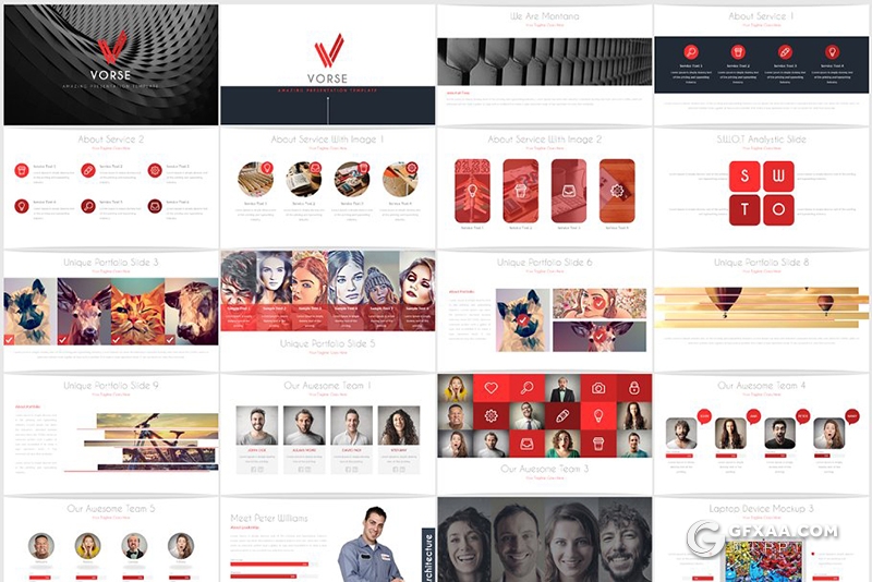 32页国外团队介绍商务通用PPT模板 4种主题配色 - 顶尖PPT