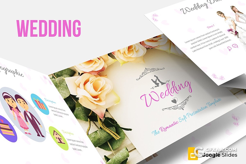 32页婚礼策划婚礼照片展示Google slides模板 5种配色 - 顶尖PPT