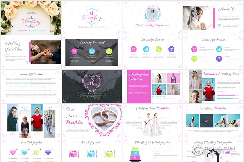 32页婚礼策划婚礼照片展示ppt模板 5种配色 - 顶尖PPT