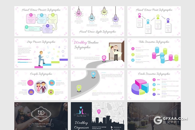 32页婚礼策划婚礼照片展示ppt模板 5种配色 - 顶尖PPT