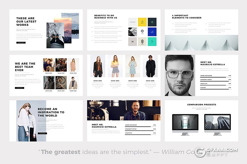 66页国外简约文艺风格keynote模板 两种尺寸规格 - 顶尖PPT