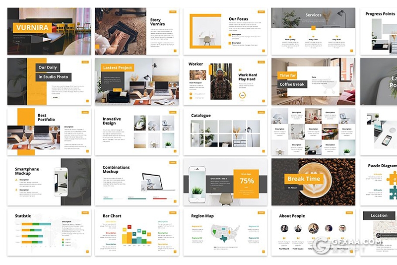 30页3种配色家具设计展示PPT模板 - 顶尖PPT