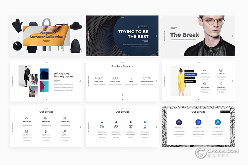 114页欧美简约风格服装展示PPT模板 - 顶尖PPT