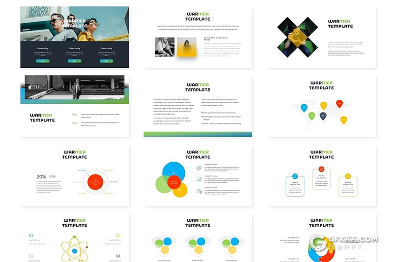30页渐变色欧美商务多用途Google slides模板 - 顶尖PPT