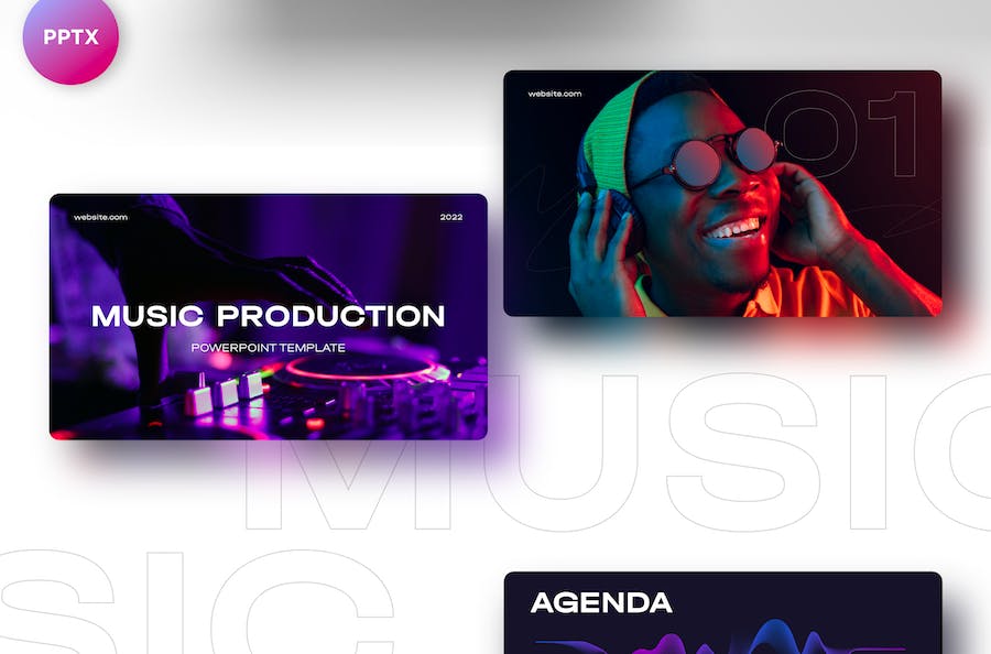 音乐制作编曲录音工作室PPT模板 - 顶尖PPT