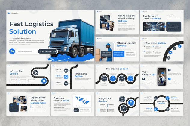 物流寄递快递服务PPT模板 - 顶尖PPT