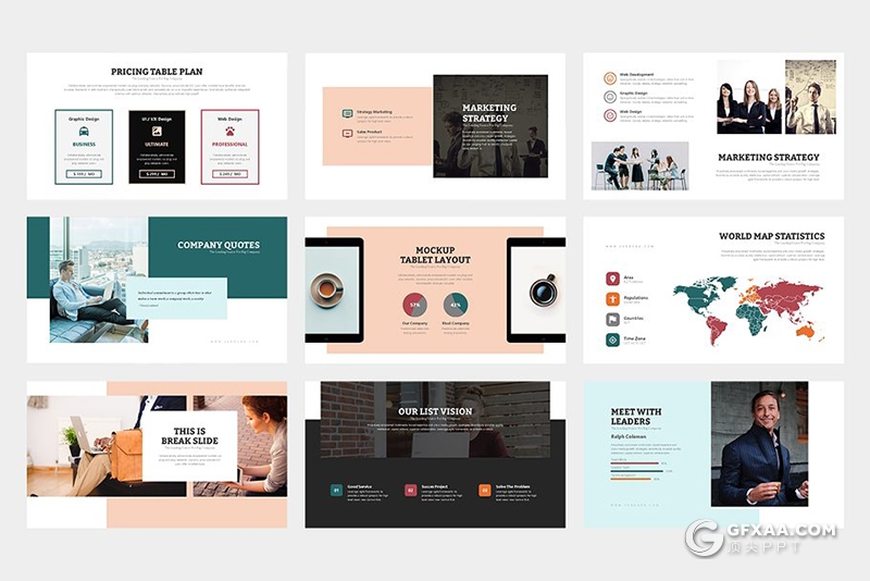 100页欧美风格企业团队介绍商务通用keynote模板 两种底色 - 顶尖PPT