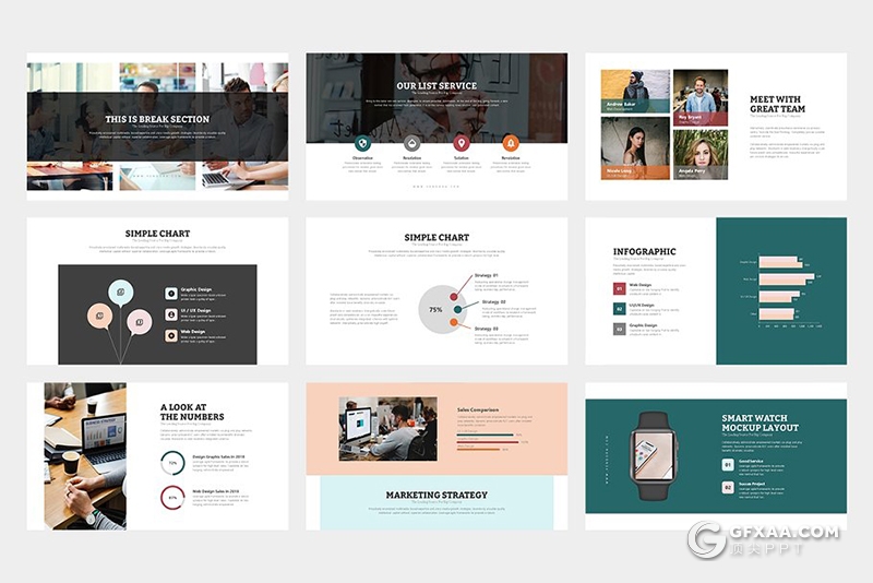 100页欧美风格企业团队介绍商务通用keynote模板 两种底色 - 顶尖PPT