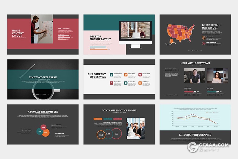 100页欧美风格企业团队介绍商务通用keynote模板 两种底色 - 顶尖PPT