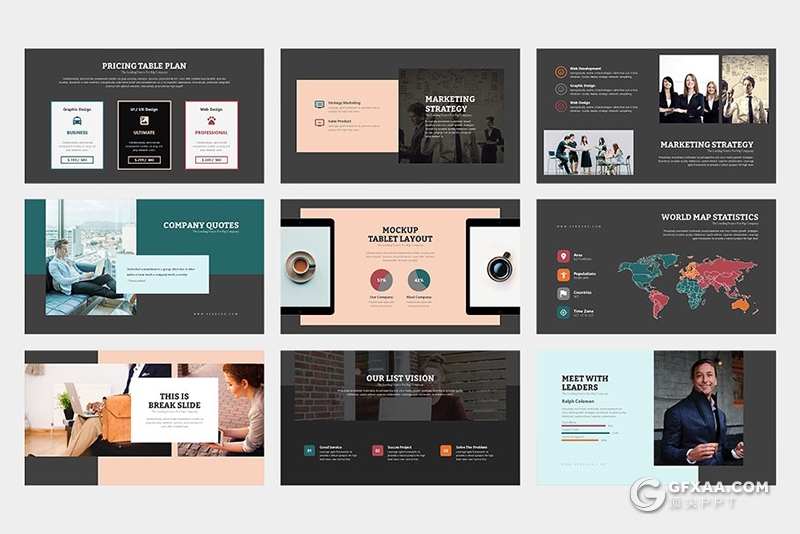 100页欧美风格企业团队介绍商务通用keynote模板 两种底色 - 顶尖PPT