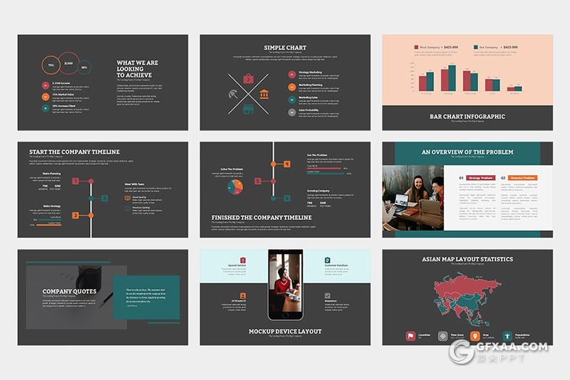 100页欧美风格企业团队介绍商务通用keynote模板 两种底色 - 顶尖PPT
