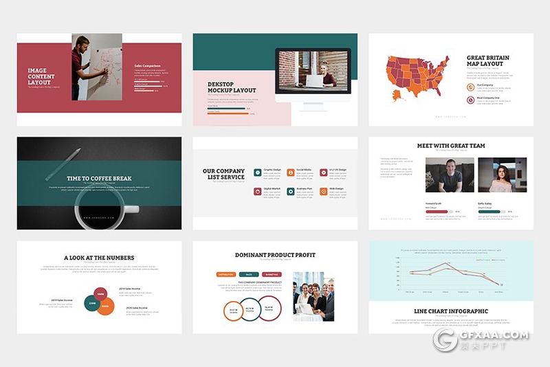 100页欧美风格企业团队介绍商务通用keynote模板 两种底色 - 顶尖PPT