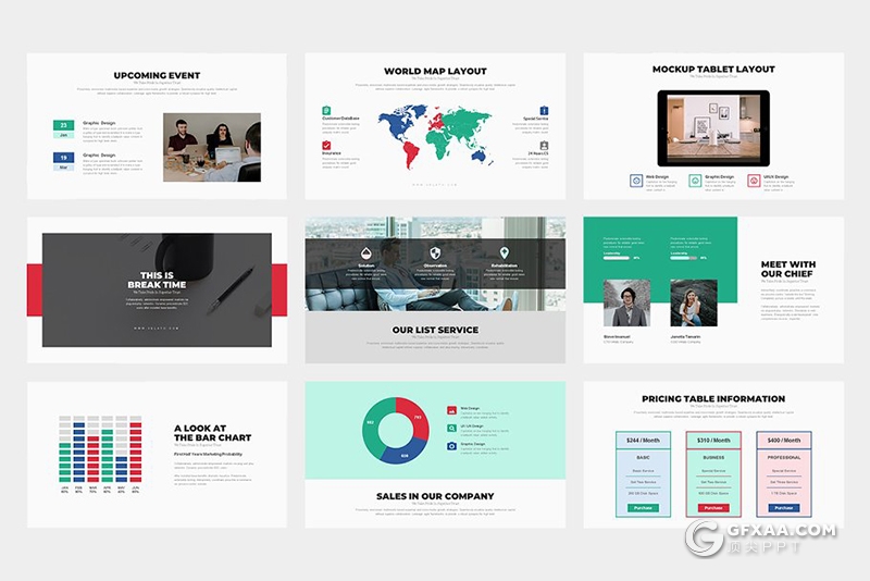 62页欧美扁平化商务通用ppt模板 - 顶尖PPT