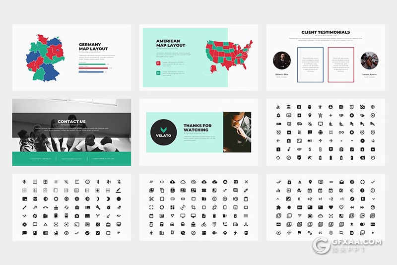 62页欧美扁平化商务通用ppt模板 - 顶尖PPT